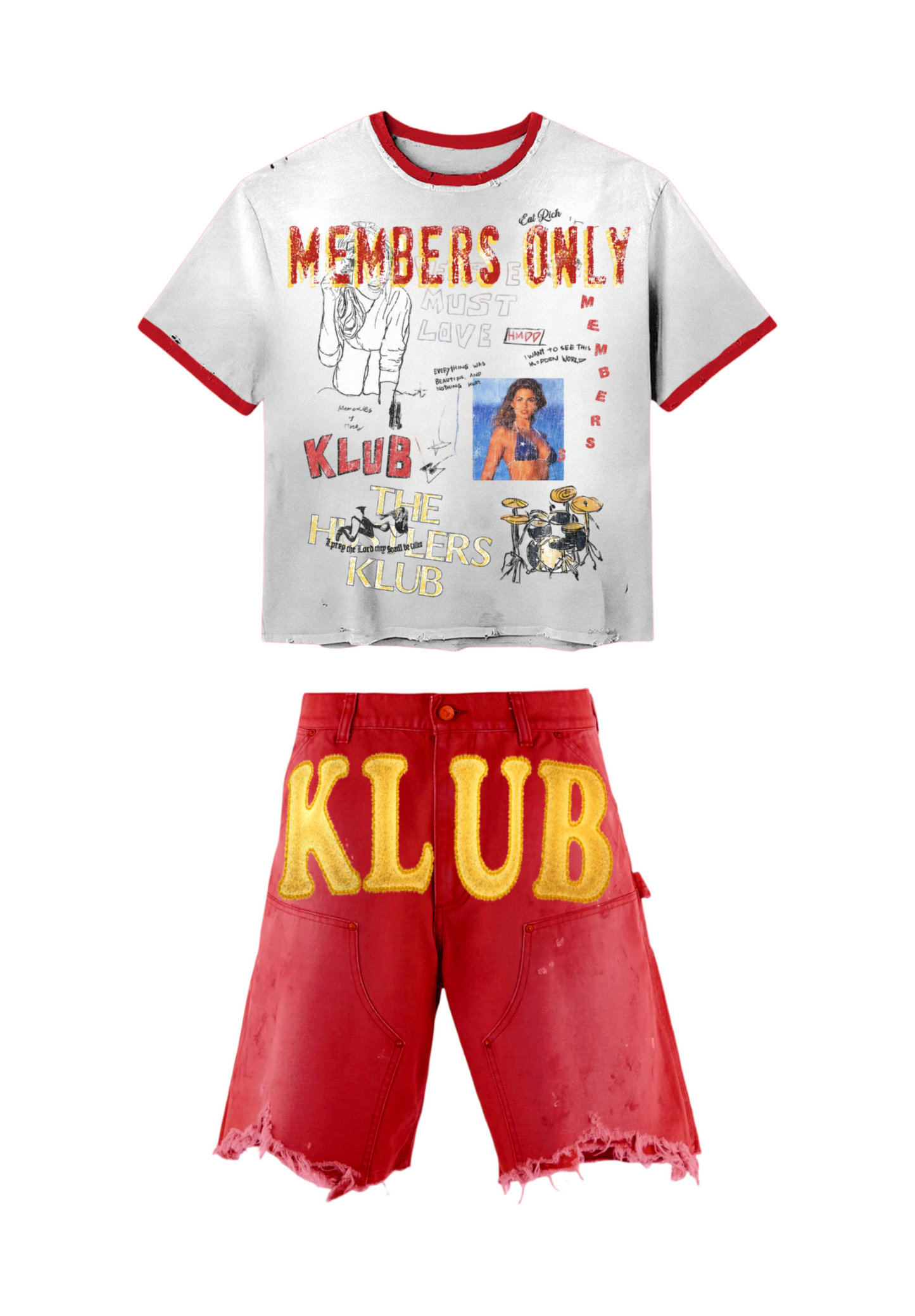 “Member’s Only” Vintage Graphic Ringer T-Shirt & Jorts