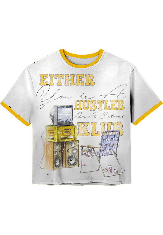 “Hustler or Customer” Vintage Graphic Ringer T-Shirt