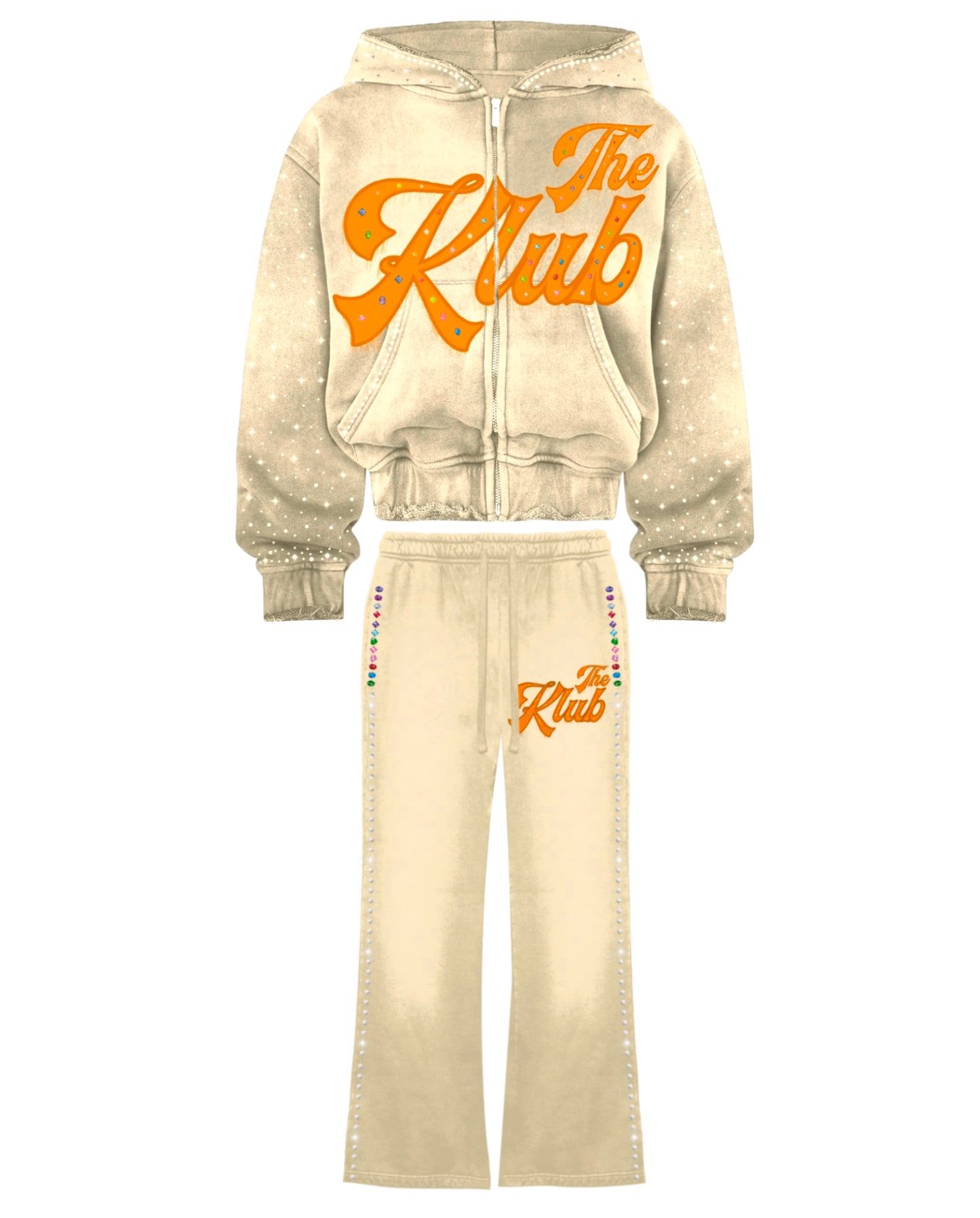“The Klub” Rhinestone Sets “Cream & Orange”