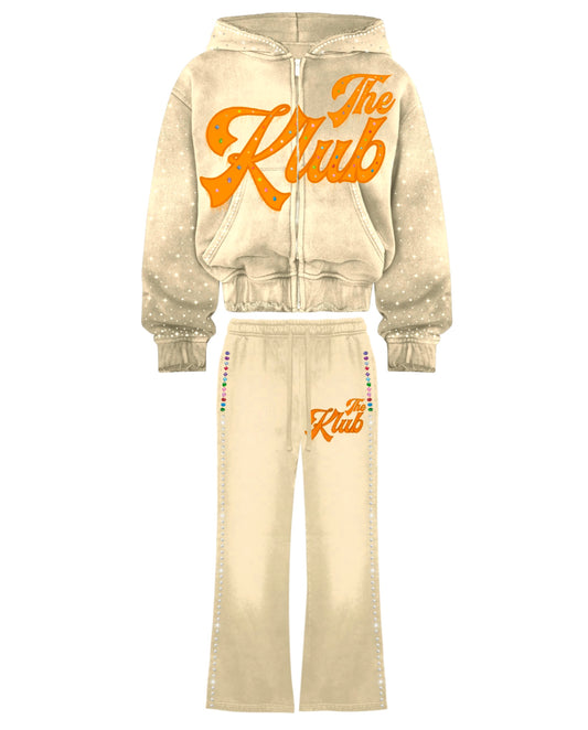 “The Klub” Rhinestone Sets “Cream & Orange”