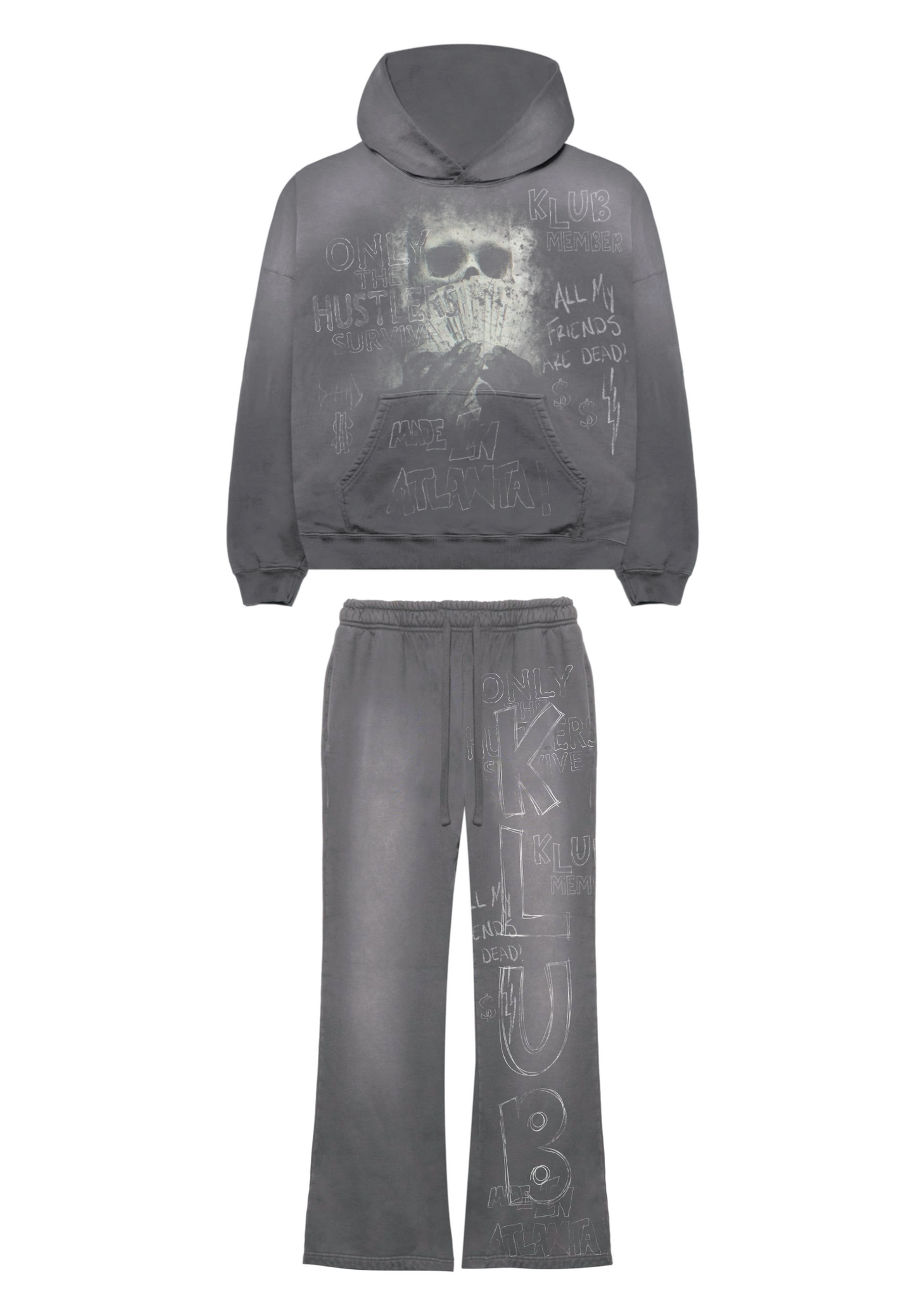 “Dead Faces” Acid Grey Sweatsuit