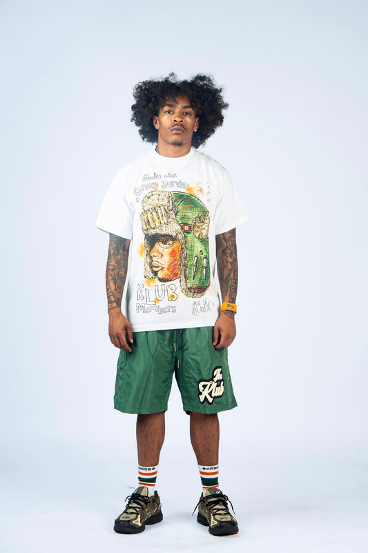 “The Strong Survive” Olive Nylon Short Sets