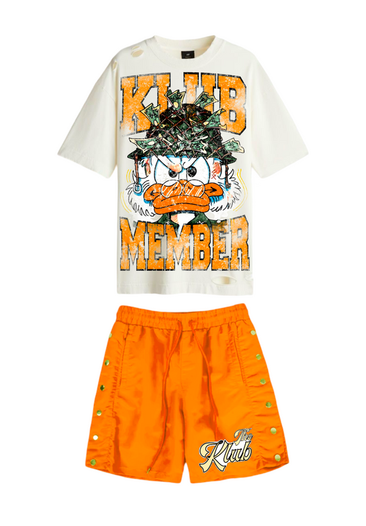 “Scrooge McDuck” Orange Nylon Short-Set