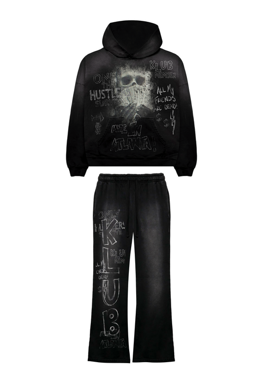 “Dead Faces” Acid Black Sweatsuit