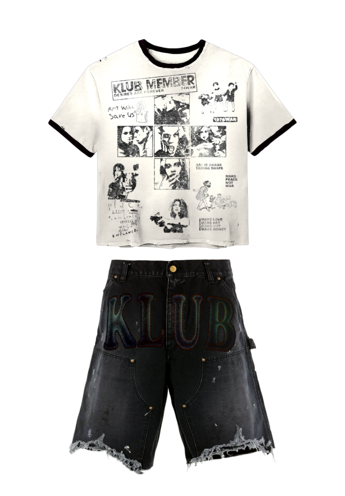 “Klub Member” Vintage Graphic Ringer T-Shirt & Jorts